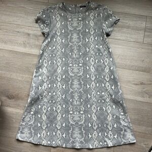 J. McLaughlin Naja Faux Suede‎ Mini Shift Dress Womens Size Small Snake Print